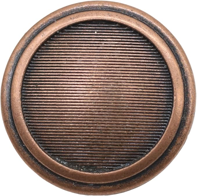 Antique Copper Metal Shank Buttons - 12 Pcs - 4 Size Options - Striped Round Metal Shank Buttons Vintage for Men Women Blazer Coat Uniform Shirt Suit and Jacket Sewing Craft DIY N22304