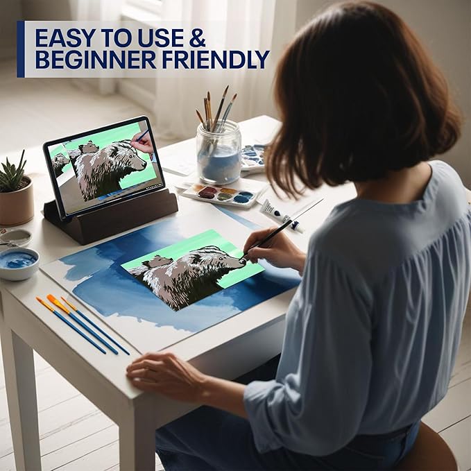 DIY Art Painting Kit for Adults – Learn to Paint Mama & Baby Bear with Video Tutorials – 9 Pieces Acrylic Paint Set for Adults –Perfect Christmas Crafts & Holiday Gifts for Art Lovers