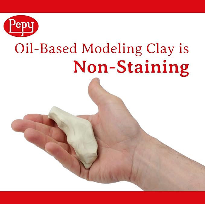 Pepy Reusable and Non-Drying Oil-Based Plasticine Modeling Clay, Cream, 4 Pounds, Sulfur-Free & Non-Toxic, Great for Kids, Beginners, and Artists, Perfect for Arts and Crafts Projects