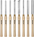 HURRICANE 8pc Wood Lathe Chisel Set with Wooden Box - HSS Wood Turning Tools for Woodworking - Perfect Tools for Precision Cutting and Smooth, Detailed Projects