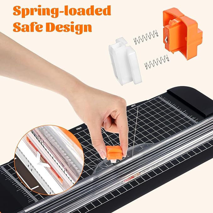 6-Pack Paper Cutter Replacement Blades with Individual Plastic Box for A4/A5 Trimmers,Safeguard Design (Orange)