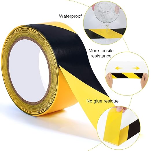 Black & Yellow Safety Warning Stripe Tape, 3 Inch x 108 FT, Warning Tape, Black & Yellow Caution Tape Floor Marking Tape, Black Yellow Tape