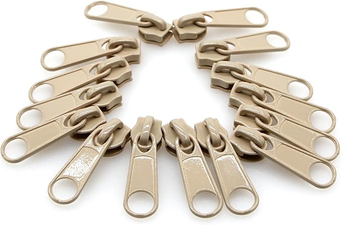 Leekayer #3 Beige Nylon Coil Sewing Zippers by The Yards Bulk 10 Yards with 25pcs Sliders for DIY Tailor Sewing Craft Bags,Luggage,Dress,Sofa Cushion,Pillow(Beige)