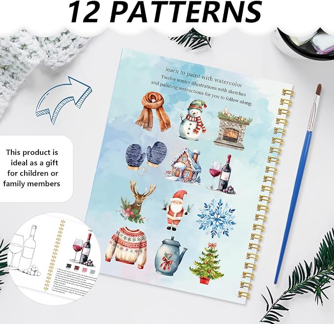 Beginner Watercolor Workbook with 12 Colors - Watercolor Paint Book & Art Gift for Beginners and Adults (Winter)