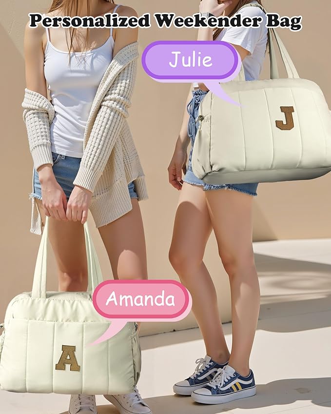 Gifts for Teens-Birthday Gifts for Her-Duffle Bag for Travel Women, Travel Bags，Initial Overnight Bag with Wet Pocket，Lightweight Weekender Bags Personalized Gym Tote with Makeup Pouch