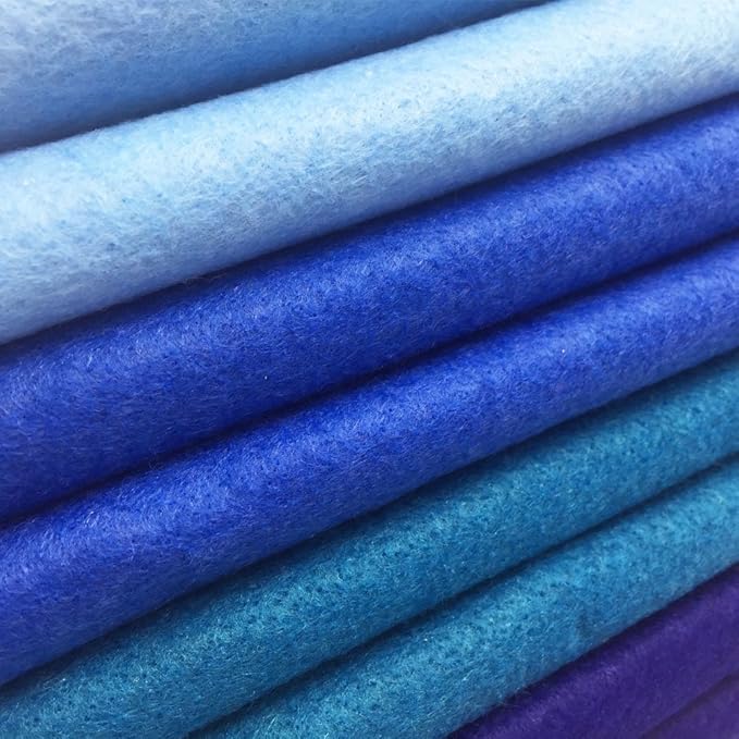 4pcs Thick 1.4mm Soft Felt Fabric Sheet Assorted Color Felt Pack DIY Craft Sewing Squares Nonwoven Patchwork (92x90cm Blue)