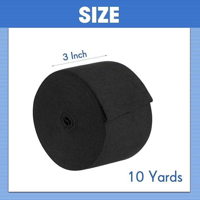 EBOOT 1 Pcs Elastic Spool (3 Inch X 10 Yard,Black)
