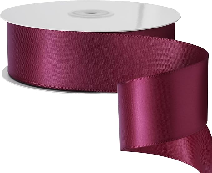 LIUYAXI Burgundy Stain Ribbon, 2" X Continuous 50 Yards, Double Faced Fabric Ribbon Use for Bows Bouquet,Christmas Gift Wrapping,Floral Arrangement