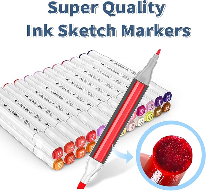 80 Colors Alcohol Markers Set, Alchilalart Artist Art Alcohol Markers, Classic Series Alcohol Felt Permanent Art Markers, Animation Art Sketch Sketching Highlighting for Adult Kids