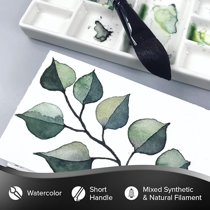 Silver Brush Limited 3009S-1 Black Velvet Oval Wash Paintbrush for Watercolor, Gouache, Inks, & Dyes, Size 1 Inch, Short Handle