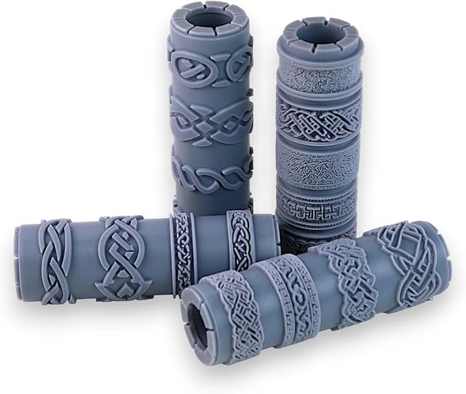Celtic Knotwork Collection 4-Pack Clay Texture Rollers (4") - Seamless Border Set #01 - Embossing Pattern Rollers for Polymer & Ceramic Clay, Pottery & Crafts