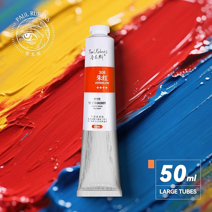 Paul Rubens Oil Paint, 20 Bright Oil Colors with High Saturation, 50ml Large Capacity Tubes, Faster Drying Time with Creamy Texture and Consistency for Artists, Students, Beginners
