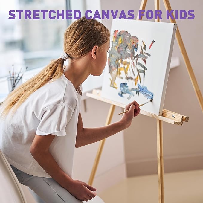 ESRICH Stretched Canvas for Painting 12x12 Inch, 2 Pack Blank Canvas -5/8 in Profile Primed Cotton White Canvases for Painting for Oil & Acrylic Paint