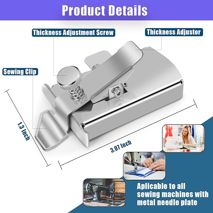 BREXFIRE Upgraded Magnetic Seam Guide for Sewing Machine, Magnetic Sewing Guide with Clip, Hemmer Guide, Multifunctional Hem Guide, Universal Sewing Machine Attachments, Sewing Supplies Accessories