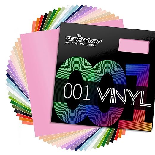 TECKWRAP 001 Matte Permanent Vinyl 12" x 12" 21 Colors for Scrapbooking, Vinyl Cutter Machine, Sign Plotters for Home Decor, Logo, Banners, Window Graphics