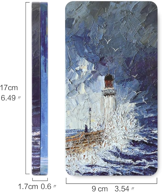 Portable Watercolor Tins Paint Palette with 40Pcs Empty Half Pans and Magnetic Squares, Small Travel Metal Paint Box with Acrylics Painting Art Drawing. Lighthouse