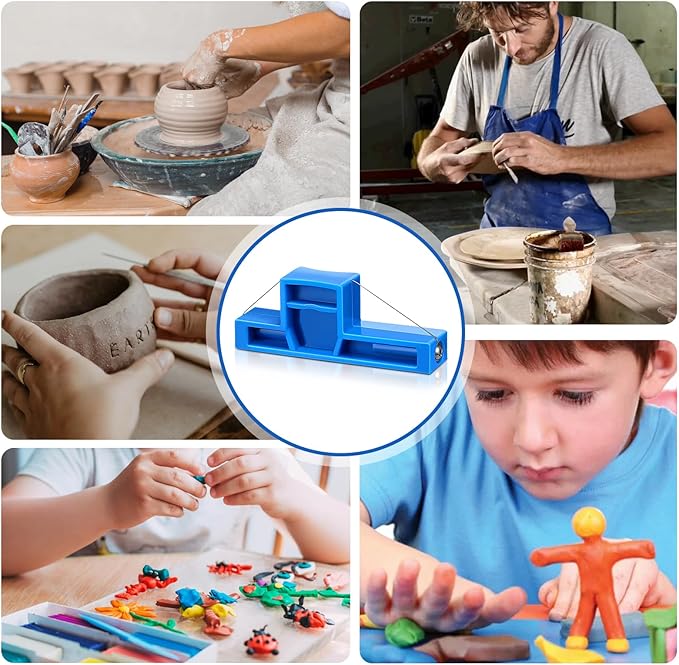 Xindojuz Angle Cutting Clay Tool, Steel Wire Bevel Cutter Small Pottery Angle Clay Trimming Tools Plastic Ceramic Wire Small Pottery Cutter for Ceramics and Sculpting (Blue, 2.76×1.1×0.59 Inch)