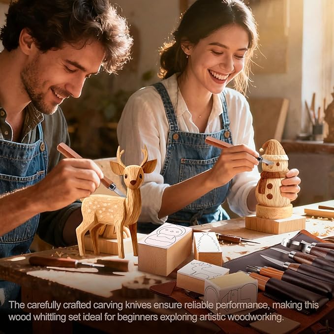 Wood Carving Kit - Whittling Kit with Wood Blocks and Paint Set - Carving Tools for Beginners - Hobbies for Women and Men - Arts and Crafts for Adults & Kids - woodworking tools