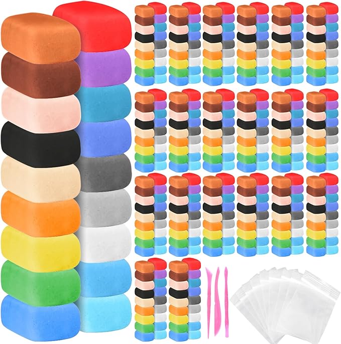 Poen 120 Pcs Air Dry Clay Kit with Sculpting Tool 24 Colors DIY Modeling Clay, Non-Sticky Soft and Light, Arts and Crafts Gift for Adults Artists