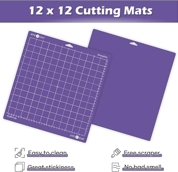 HTVRONT Strong Grip Cutting Mat, 2 Pack Cutting Mat 12x12 Compatible with Cricut Maker 3/Maker 4/Maker/Explore 3/4/Air 2/One, Strong Adhesive Sticky Quilting Cutting Mats Replacement Accessories