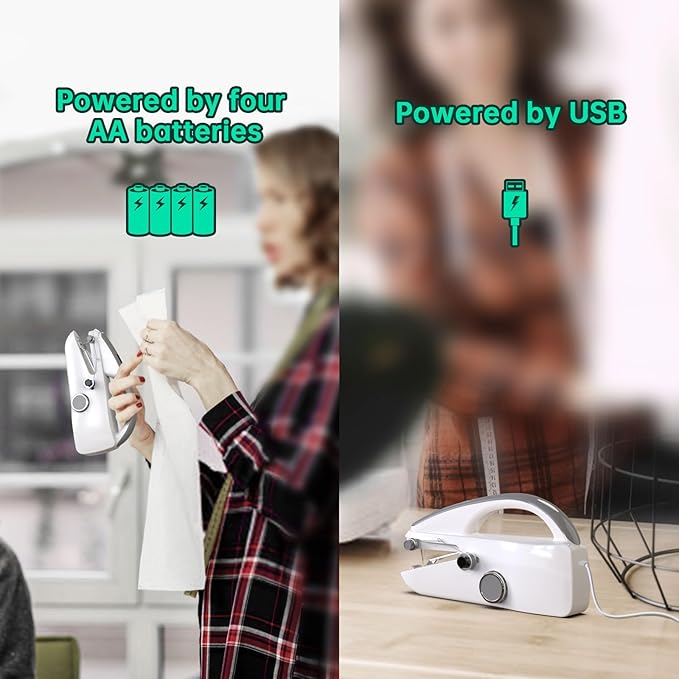 Handheld Sewing Machine,Two dear,Mini sewing machine,Easy to Use and Fast Stitch Suitable for Clothes,Fabrics, DIY Home Travel Electric Handheld Sewing Machine for Beginner.Grey