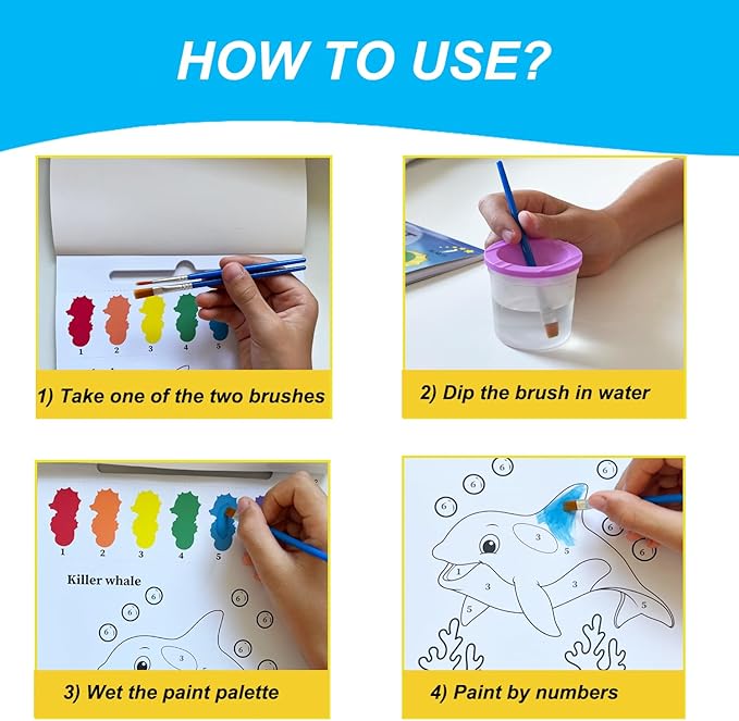 Paint with Water for Toddlers Ages 3-5 - Water Coloring Books for Kids - Toddler Arts and Crafts for Boys - Girl Project for 5 4 3 Year Old - Watercolor Painting Book - Kid Art Supplies Craft Kit