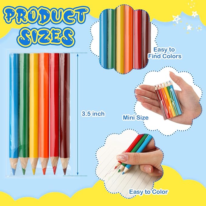 Cholemy 500 Set Mini Colored Pencils 3.5 Inch Portable Short Color Pencil Bulk Coloring Pencils Pre Sharpened Drawing Colored Pencil for Painting Gift 6 Color