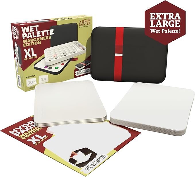 The Army Painter Wargamers Edition Wet Palette XL Bundle, incl. 100 Hydro Sheets, 4 Hydro Foams & Brush Storage - Wet Palette for Miniatures Acrylic Paint, DND & Warhammer