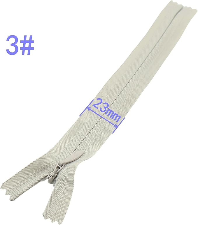 Leekayer 3# 16 Inch Invisible Zipper for DIY Tailor Sewing Craft 40.64cm Grey Hidden Zippers Closed End Bulk 10 PCS/Pack (Grey,16")