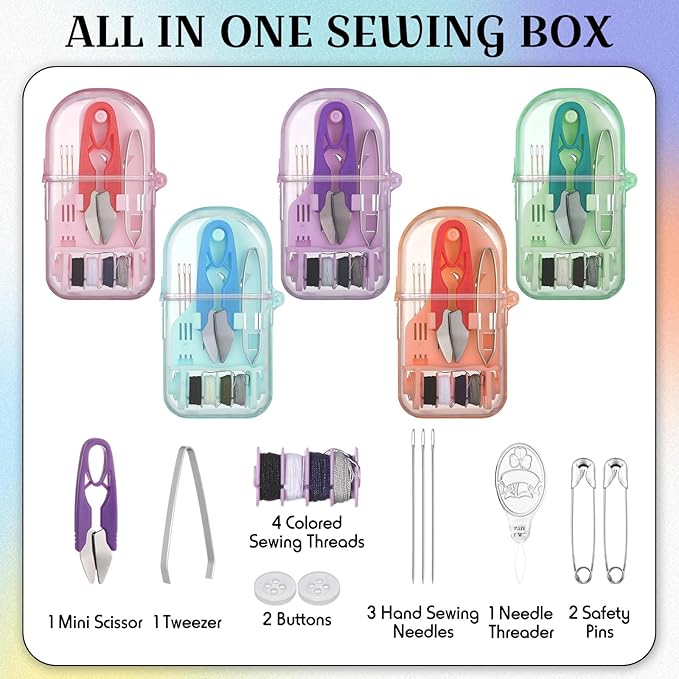 Solsew 40 Pieces Mini Travel Sewing Kit Bulk Portable Small Emergency Sewing Kit Box for Traveler Hotel Charity Homeless Christmas Stocking Stuffer Gift