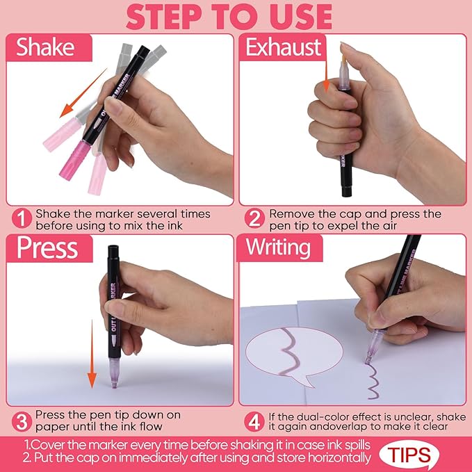 36 Pack Double Line Outline Markers, Squiggles Shimmer Markers Set, Self Outline Metallic Glitter Marker Pens for Christmas,Art, Drawing, Writing, Greeting Cards, DIY, Scrapbook, Easter Eggs
