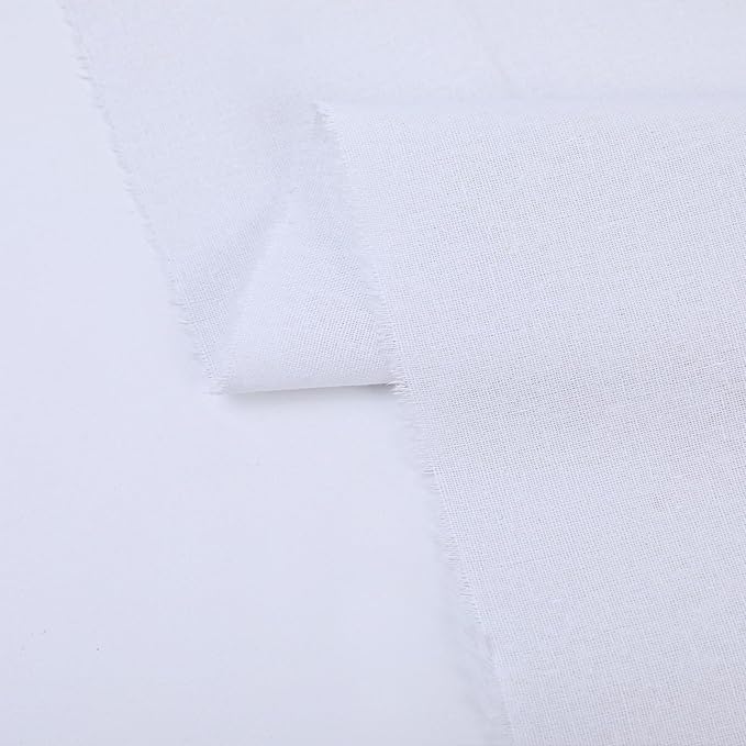 Muslin White Cotton Fabric for Sewing 59 Inch Wide Natural 100% Cotton Poplin Fabric by The Yard Soft Embroidery Cotton Material Apparel Cloth (White, 2 Yard)
