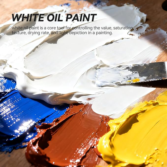 Paul Rubens Titanium White Oil Paint, 3 * 50 ml LargeTubes, Professional Oil Based Paint with High Saturation, Creamy Texture, and Consistency,Art Supplies for Artists, Students, Beginners