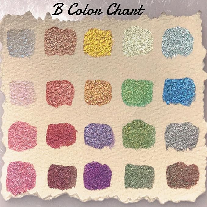 Gbbazu Metallic Watercolor Paints, Upgrade 20 Colors Watercolor Painting Set, Metallic Water Color Paint Set, Glitter Watercolour Solid Paint Box Palette for Adults Kids Beginners Artists (1ML B)