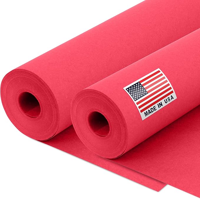 12" x 1200" (100 ft) Red Kraft Paper Roll (Value Pack of 2), 45 lbs Thickness, Made in USA Colored Kraft Paper for School, Bulletin Board - Odorless, Non-Toxic, Safe for Kids