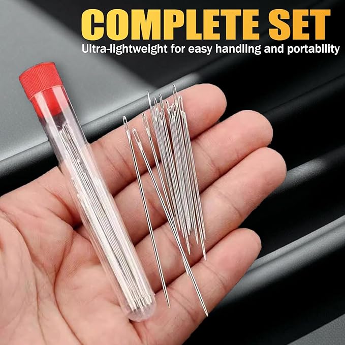 Big Eye Steel Sewing Needles Kit, 37Pcs Sewing Tool Set, Stainless Steel Hand Sewing Needles, Portable DIY Hand Made Craft Set, Suitable for Handcraft Lovers and Everyday Use