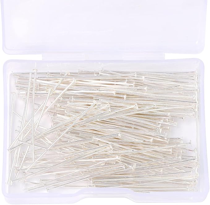 Silver Plated Flat Head Pins Non Tarnish 35mm 200pcs for Jewelry Making Findings