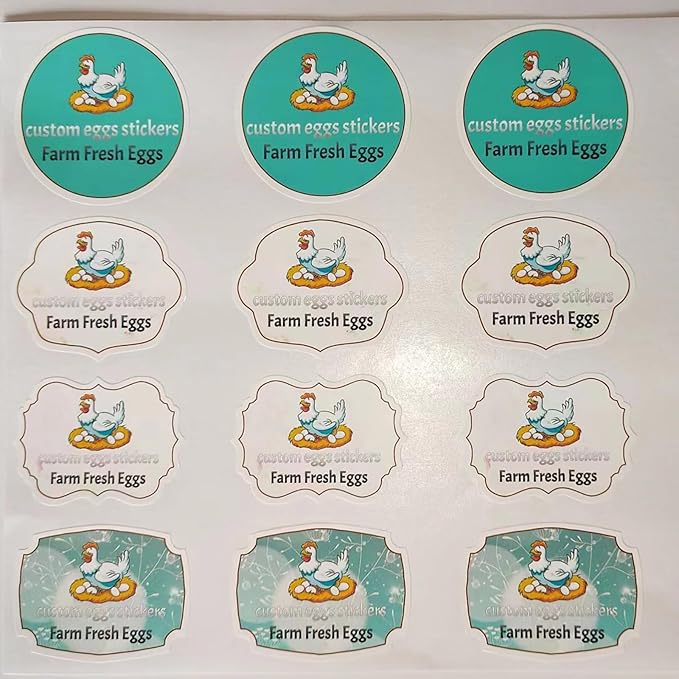 2,2.5,3,3.5,4inch Custom Carton Stickers Labels for Chicken, Personalized Chicken Egg Carton Packaging Sticker Label (Shape 9)