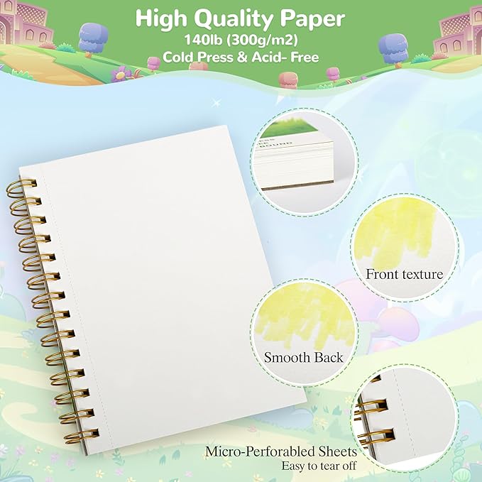 8" x 11" -Drawing Paper Pad,Spiral Bound, 20 Sheets 140lb/300gsm Watercolor Paper Pad, Watercolor Sketchbooks for Artist Supplies, Painting, Drawing and Art Journals