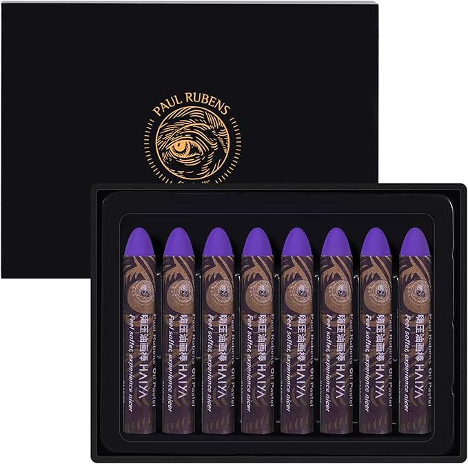 Paul Rubens Cobalt Violet Light Oil Pastels (8 Pack) - Ultra-Creamy & Blendable, Bullet Tip for Precision - Premium Art Supplies for Drawing, Sketching & Painting - Ideal for Artists & Beginners