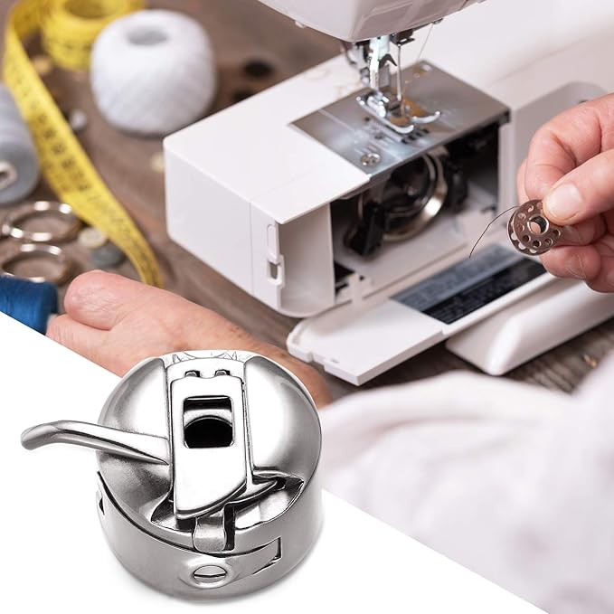 WILLBOND 3 Pcs Sewing Machine Bobbin Case and 15 Pcs Metal Sewing Machine Bobbins with Shuttle Holder for Craft, Suitable for Front Loading 15 Class Apparatus