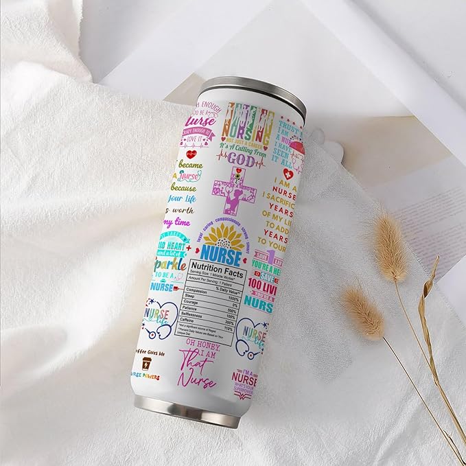 Nurses Tumbler Coffee Travel Mug with Straw,Nursing Gift for Female Nurses, Nurse Appreciation Gift for Women Graduation Christmas Birthday Nurse Week 17 Oz
