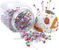 eZAKKA Sewing Needle Pins Cushion Holder with Plastic Bottle, 38mm 500 Pieces Pearl Needles Quilting Pin Cushion Kit (Orange)