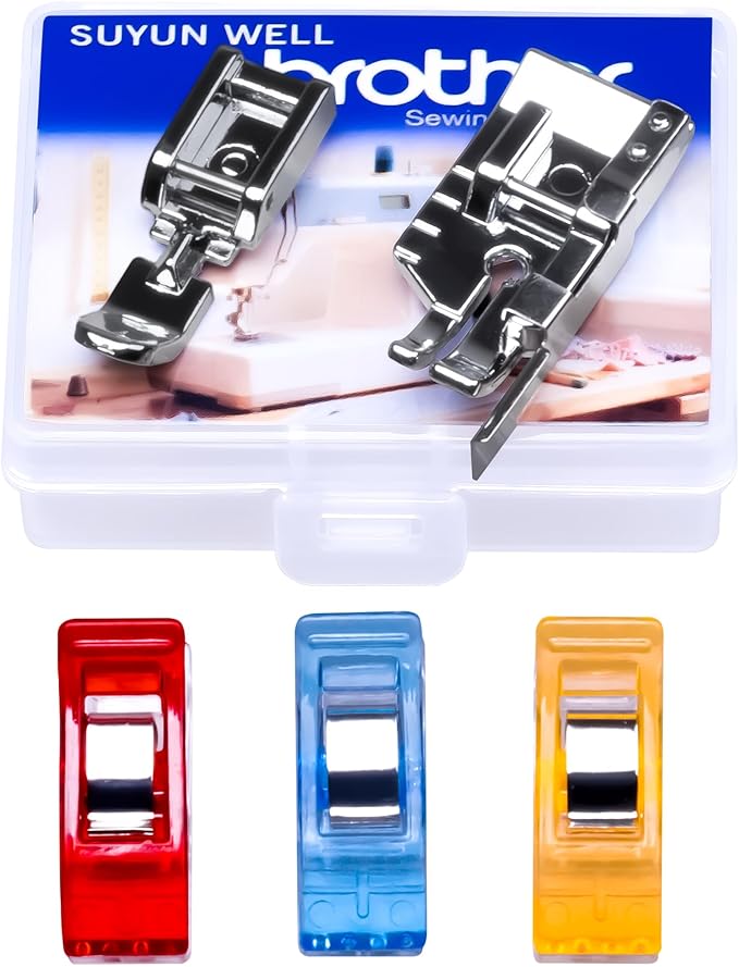 Zipper Foot and 1/4 inch Snap on Foot w/Guide Fit Low Shank Snap-On Singer, Brother, Babylock, Janome, Kenmore, Juki, New Home, Elna, Etc Domestic Sewing Machines(Set4-Zipper Foot)