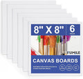 FUMILE Canvas Boards for Painting 8x8, 6 Pack Canvases for Painting Primed Acid Free Blank Canvas Panels for Painting Canvas for Classroom and Painting Parties.