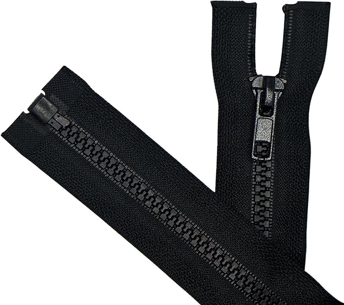 ANPURZII 2PCS #5 27 Inch Black Separating Jacket Zippers for Sewing Coats, Molded Plastic Bulk Zippers(Black 27" 2PCS)