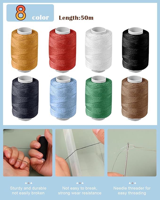 Big Eye Steel Sewing Needles Kit, Stainless Steel Needles for Hand Sewing, 2025 New Sewing Kits, Beginner Sewing Kit, Adequate Needles and Thread, Student Dormitory Sewing Kit (8c-38pcs)