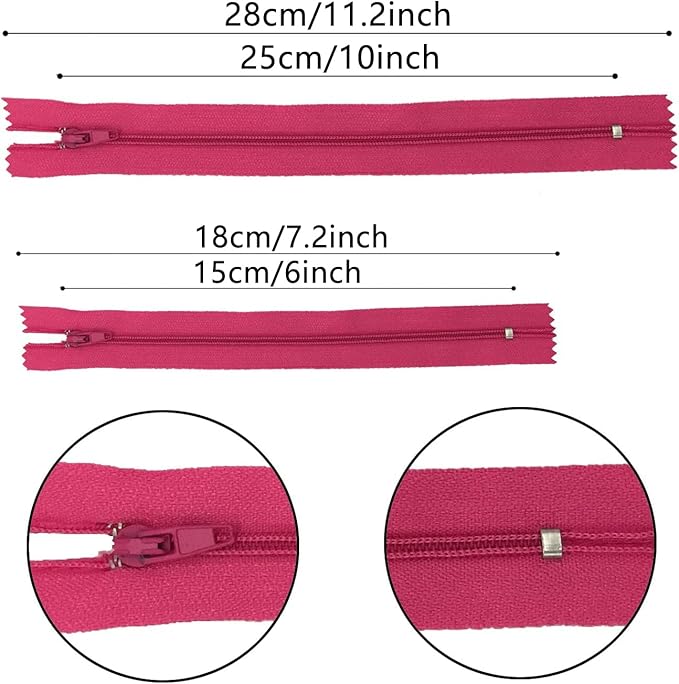 Zippers, DOITEM 48 pcs Zippers for Sewing 6 Inch 10 Inch Multicolor Nylon Coil Zipper for Sewing and Crafts 24 Colors