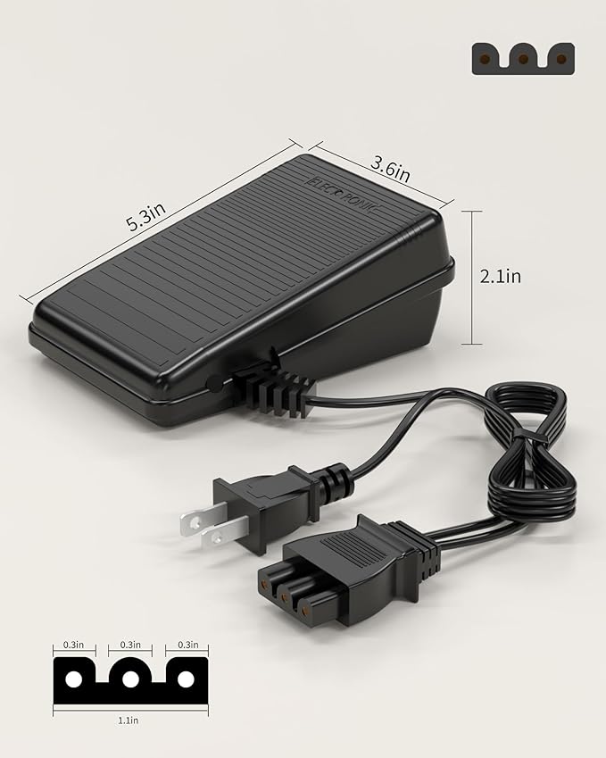 Foot Pedal Power Cord Replacement for Singer Sewing Machine, D Shape Plug Compatible with Singer 4452 4432 4423 4411 5554 5532 5523 5511 m1150 m1500 m2100(359102-001)