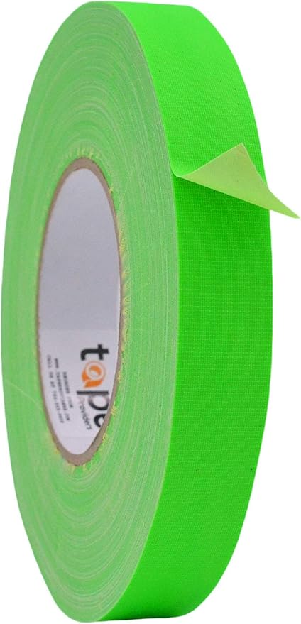 WOD GTC12 Gaffer Tape, Fluorescent Green Low Gloss Finish Film, 1 inch x 60 ft. Residue Free, Non Reflective Cloth Fabric, Secure Cords, Water Resistant, Photography, Filming Backdrop, Production